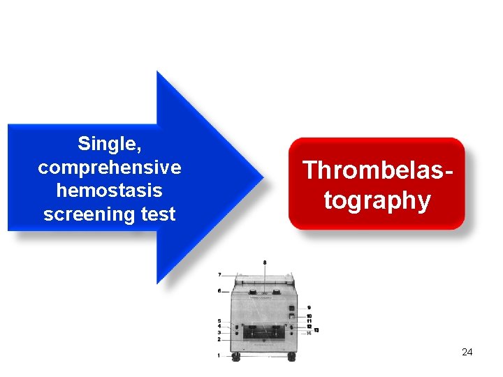 Single, comprehensive hemostasis screening test Thrombelastography 24 