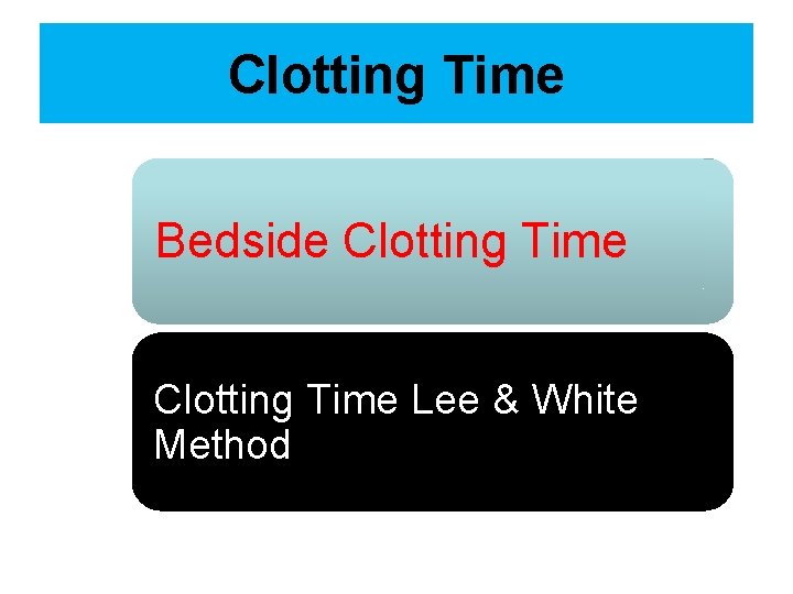 Clotting Time Bedside Clotting Time Lee & White Method 