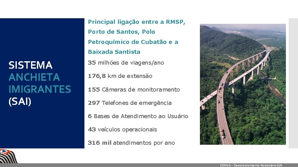 Principal ligação entre a RMSP, Porto de Santos, Polo Petroquímico de Cubatão e a