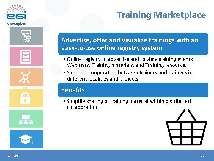 Training Marketplace Advertise, offer and visualize trainings with an easy-to-use online registry system •