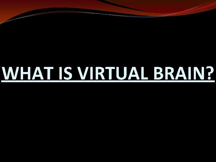 WHAT IS VIRTUAL BRAIN? 