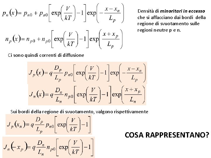 Densità di minoritari in eccesso che si affacciano dai bordi della regione di svuotamento