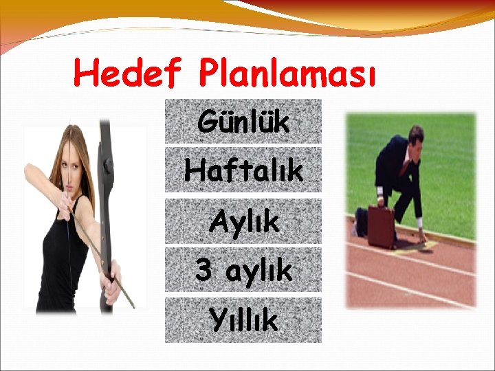 Hedef Planlaması Günlük Haftalık Aylık 3 aylık Yıllık 