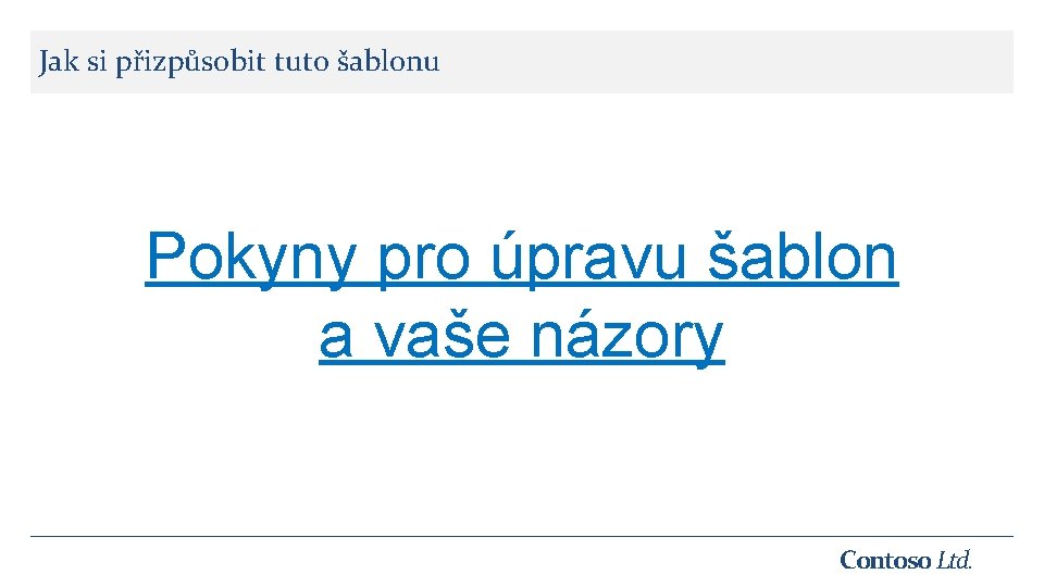 Jak si přizpůsobit tuto šablonu Pokyny pro úpravu šablon a vaše názory Contoso Ltd.