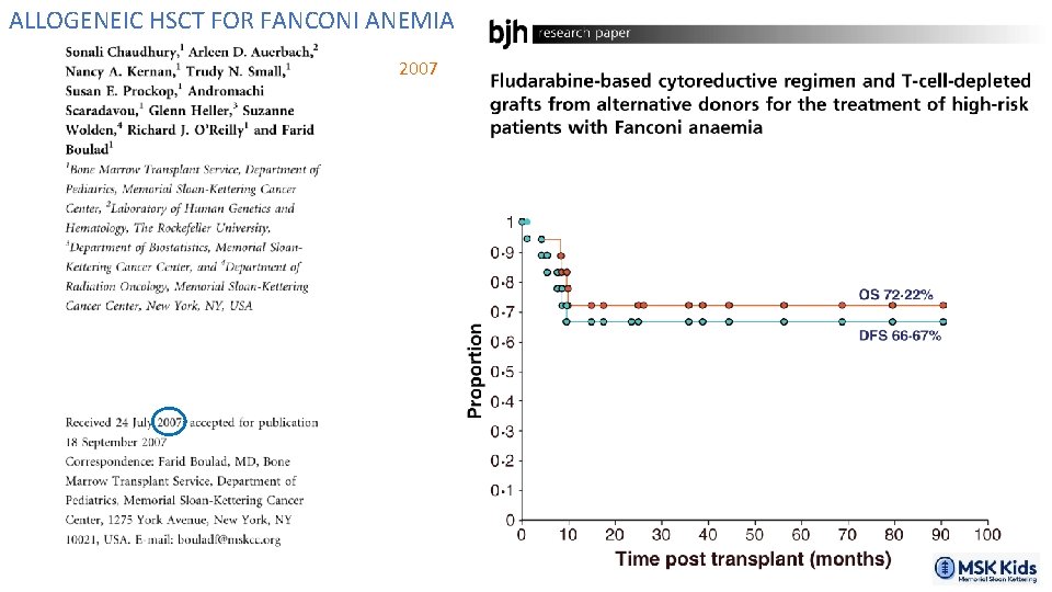 ALLOGENEIC HSCT FOR FANCONI ANEMIA 2007 