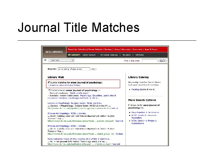 Journal Title Matches 