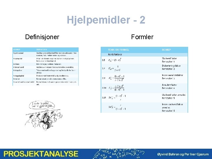 Hjelpemidler - 2 Definisjoner Formler 
