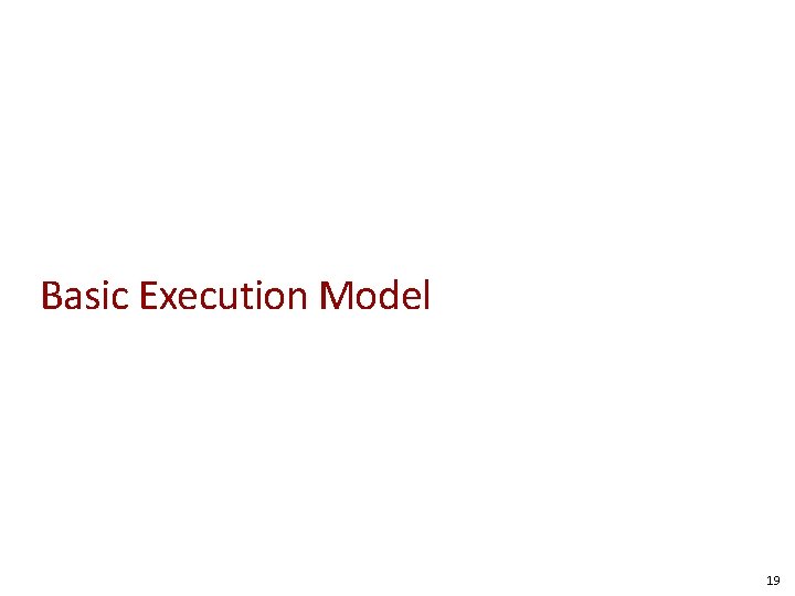 Basic Execution Model 19 