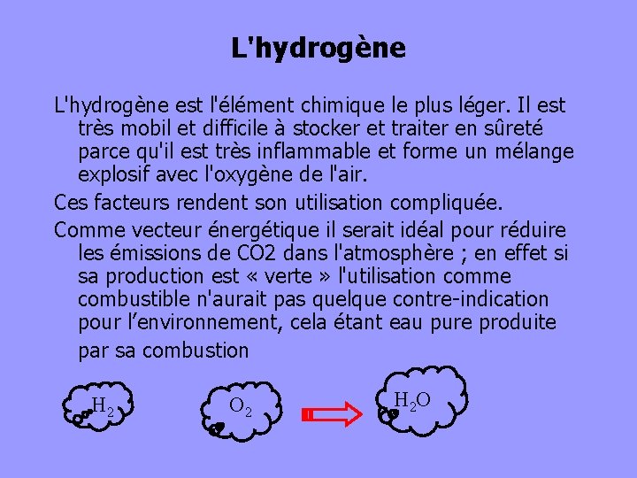 L'hydrogène est l'élément chimique le plus léger. Il est très mobil et difficile à