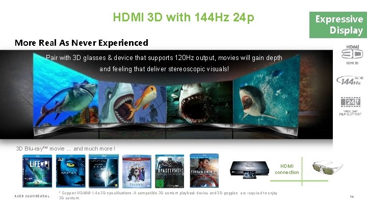 HDMI 3 D with 144 Hz 24 p Expressive Display More Real As Never