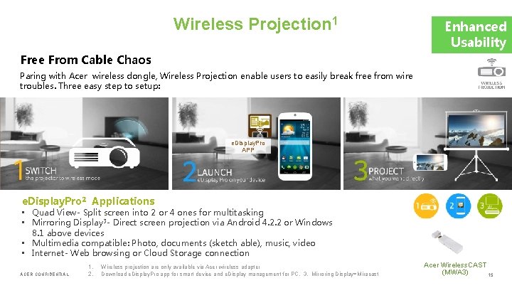 Wireless Projection 1 Enhanced Usability Free From Cable Chaos Paring with Acer wireless dongle,