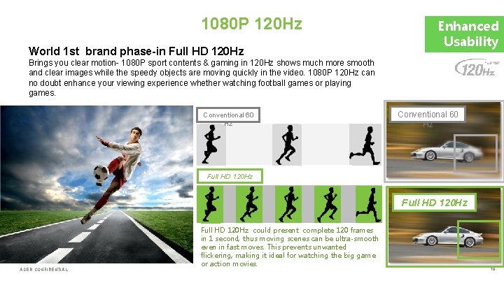 1080 P 120 Hz World 1 st brand phase-in Full HD 120 Hz Enhanced