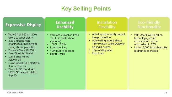 Key Selling Points Expressive Display • WUXGA (1, 920 x 1, 200) offers superior
