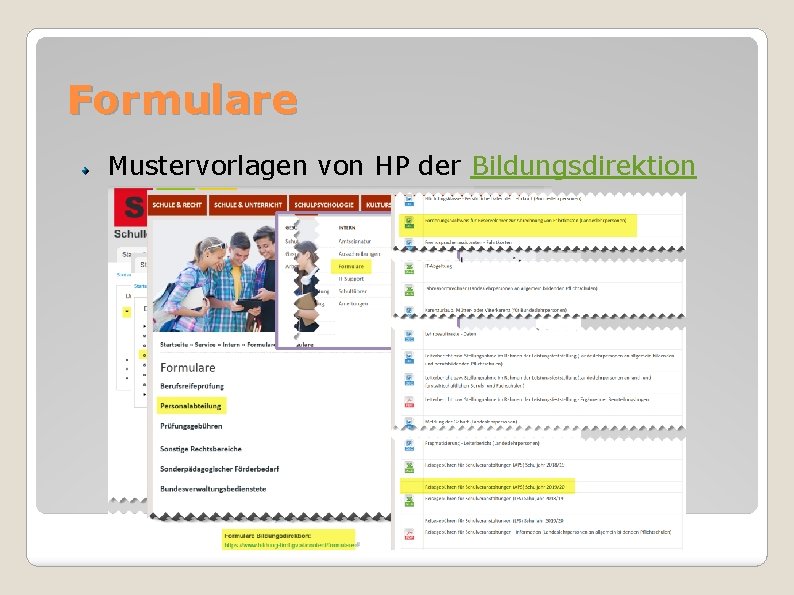 Formulare Mustervorlagen von HP der Bildungsdirektion 