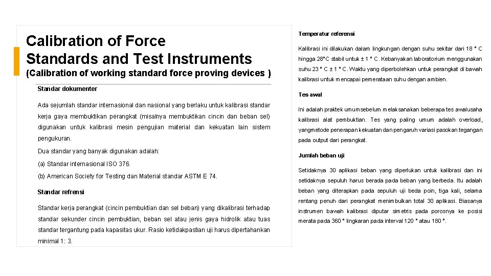 Calibration of Force Standards and Test Instruments (Calibration of working standard force proving devices