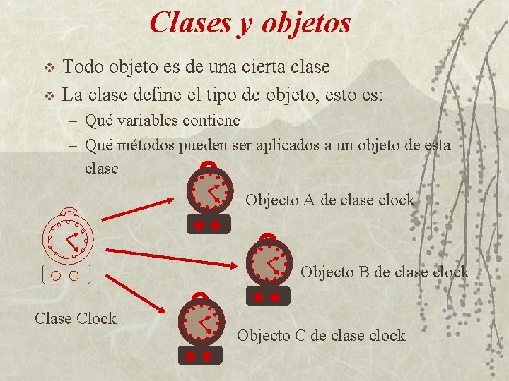 Clases y objetos v v Todo objeto es de una cierta clase La clase