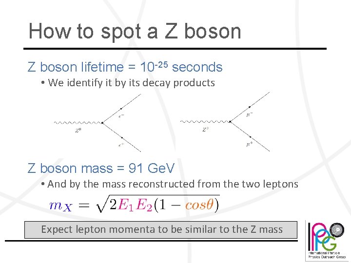 How to spot a Z boson lifetime = 10 -25 seconds • We identify