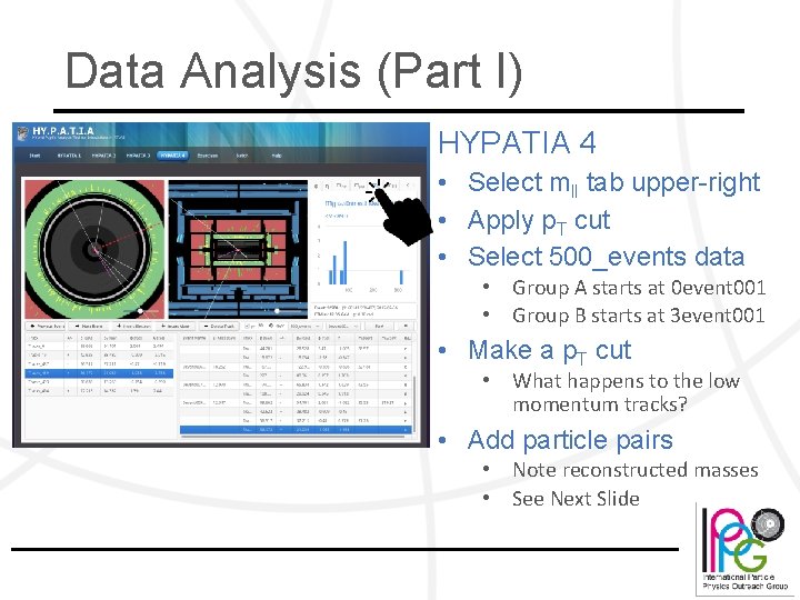 Data Analysis (Part I) HYPATIA 4 • Select mll tab upper-right • Apply p.