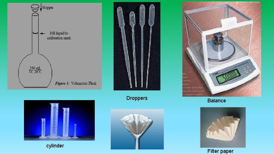 Droppers cylinder Balance Filter paper 