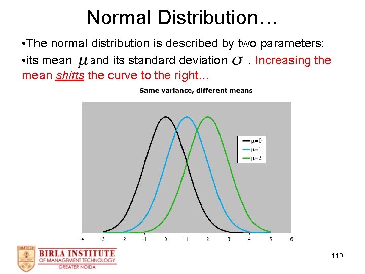 Normal Distribution… • The normal distribution is described by two parameters: • its mean