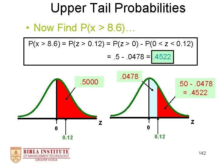 Upper Tail Probabilities • Now Find P(x > 8. 6)… P(x > 8. 6)