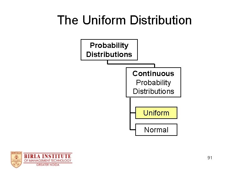 The Uniform Distribution Probability Distributions Continuous Probability Distributions Uniform Normal 91 
