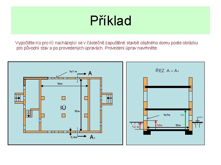 Příklad Vypočtěte Ko pro IÚ nacházející se v částečně zapuštěné stavbě obytného domu podle