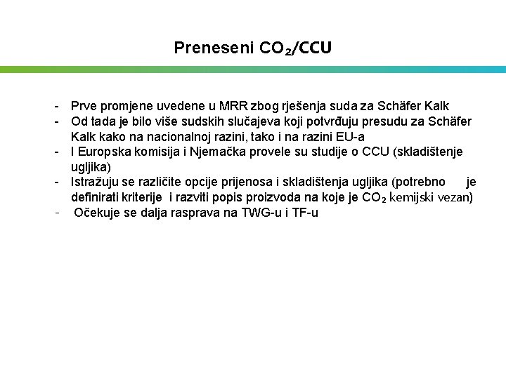 Preneseni CO₂/CCU - Prve promjene uvedene u MRR zbog rješenja suda za Schäfer Kalk