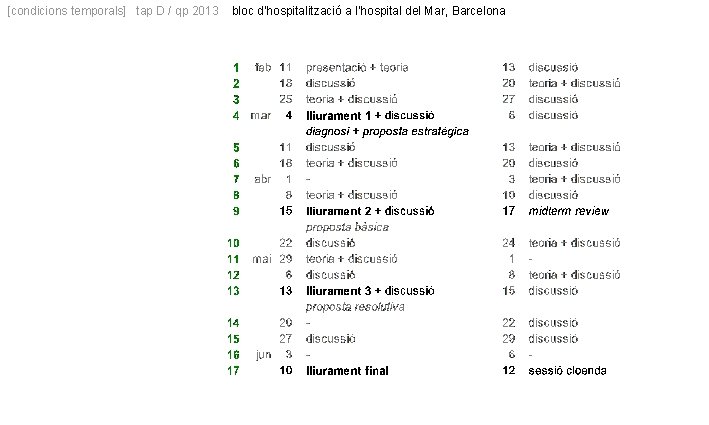 [condicions temporals] tap D / qp 2013 bloc d’hospitalització a l’hospital del Mar, Barcelona