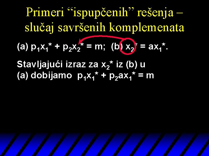 Primeri “ispupčenih” rešenja – slučaj savršenih komplemenata (a) p 1 x 1* + p