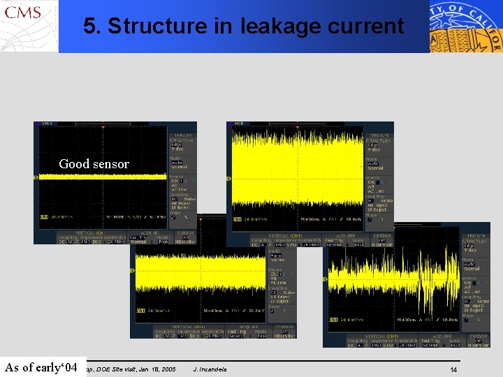 5. Structure in leakage current Good sensor As of early‘ 04 UCSB CMS Group,