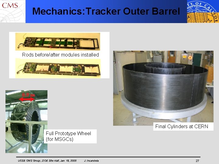Mechanics: Tracker Outer Barrel Rods before/after modules installed 0. 9 m Final Cylinders at