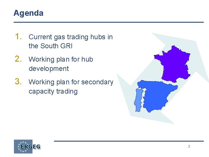 Agenda 1. Current gas trading hubs in the South GRI 2. Working plan for
