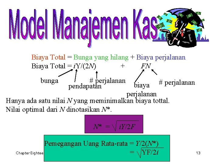 Biaya Total = Bunga yang hilang + Biaya perjalanan Biaya Total = i. Y/(2