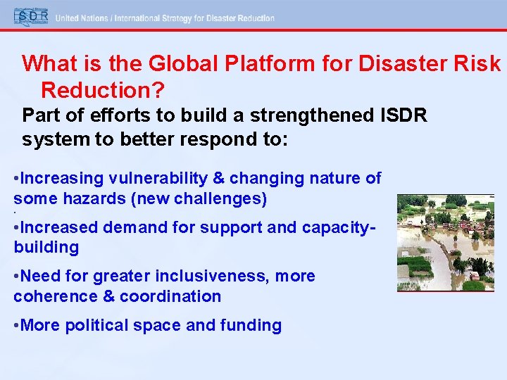 What is the Global Platform for Disaster Risk Reduction? Part of efforts to build