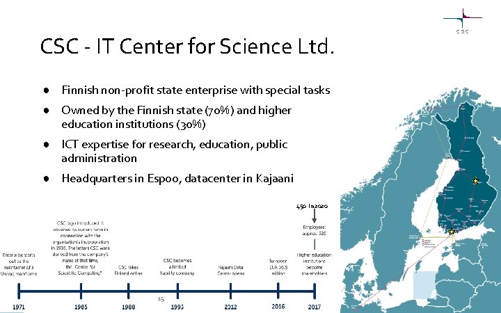 CSC - IT Center for Science Ltd. ● Finnish non-profit state enterprise with special