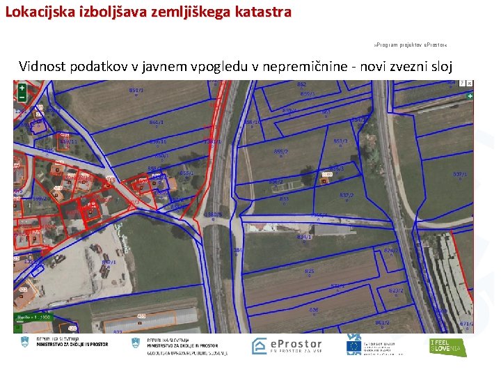 Lokacijska izboljšava zemljiškega katastra » Program projektov e. Prostor « Vidnost podatkov v javnem