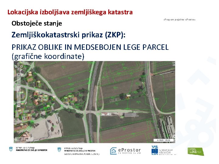 Lokacijska izboljšava zemljiškega katastra Obstoječe stanje » Program projektov e. Prostor « Zemljiškokatastrski prikaz