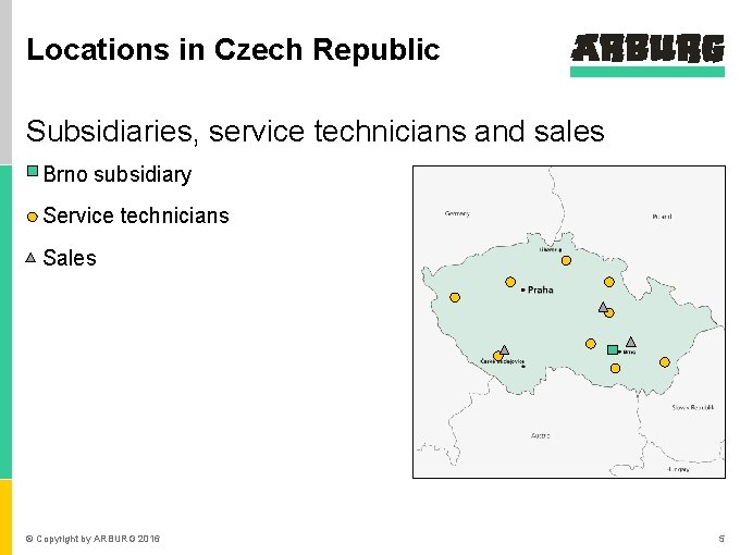 Locations in Czech Republic Subsidiaries, service technicians and sales Brno subsidiary Service technicians Sales