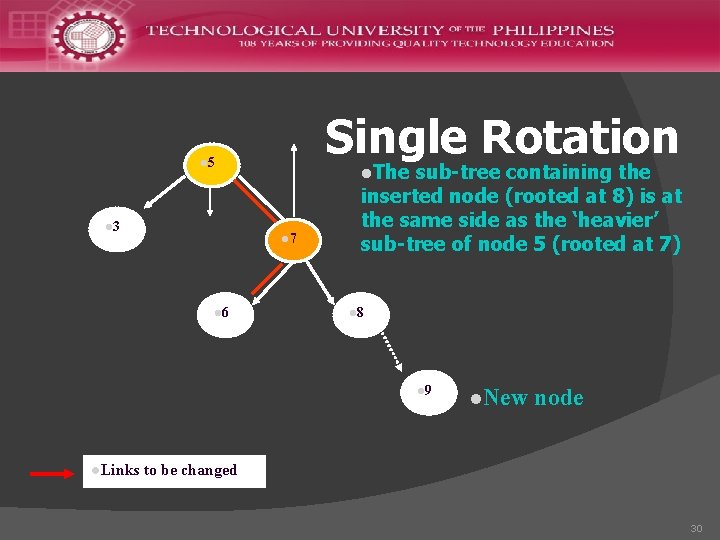 Single Rotation l 5 l 3 l. The l 7 l 6 sub-tree containing