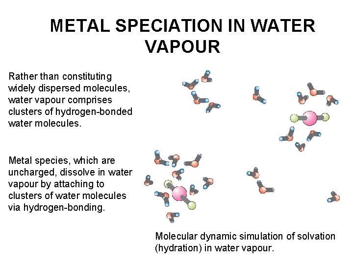 METAL SPECIATION IN WATER VAPOUR Rather than constituting widely dispersed molecules, water vapour comprises