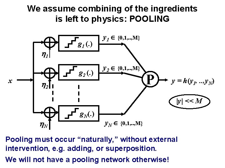 We assume combining of the ingredients is left to physics: POOLING 1 x g We assume combining of the ingredients is left to physics: POOLING 1 x g