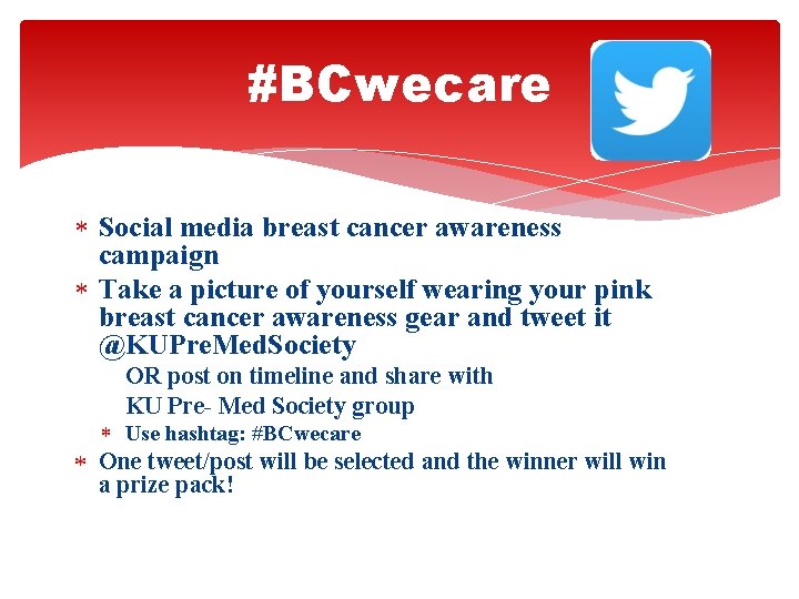 #BCwecare Social media breast cancer awareness campaign Take a picture of yourself wearing your