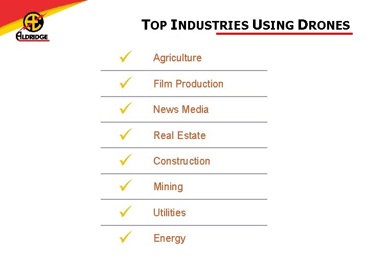 TOP INDUSTRIES USING DRONES Agriculture Film Production News Media Real Estate Construction Mining Utilities