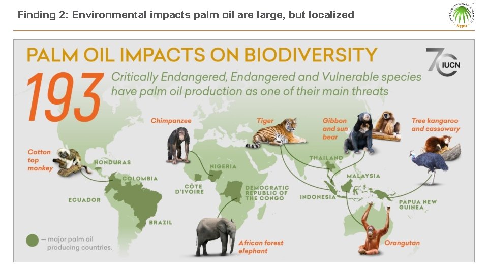 Finding 2: Environmental impacts palm oil are large, but localized 