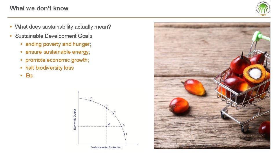 What we don’t know • What does sustainability actually mean? • Sustainable Development Goals