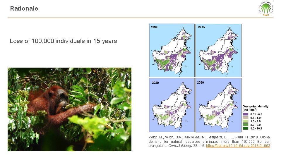 Rationale Loss of 100, 000 individuals in 15 years Voigt, M. , Wich, S.