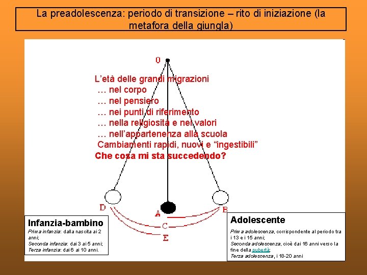 La preadolescenza: periodo di transizione – rito di iniziazione (la metafora della giungla) L’età