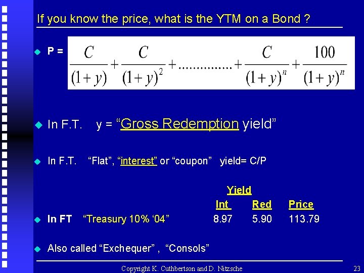 If you know the price, what is the YTM on a Bond ? u