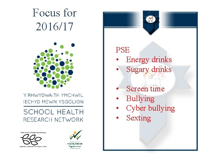 Focus for 2016/17 PSE • Energy drinks • Sugary drinks • • Screen time